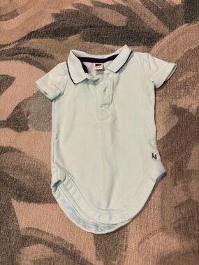Janie & Jack 3-6 month baby blue polo onesie shirt top